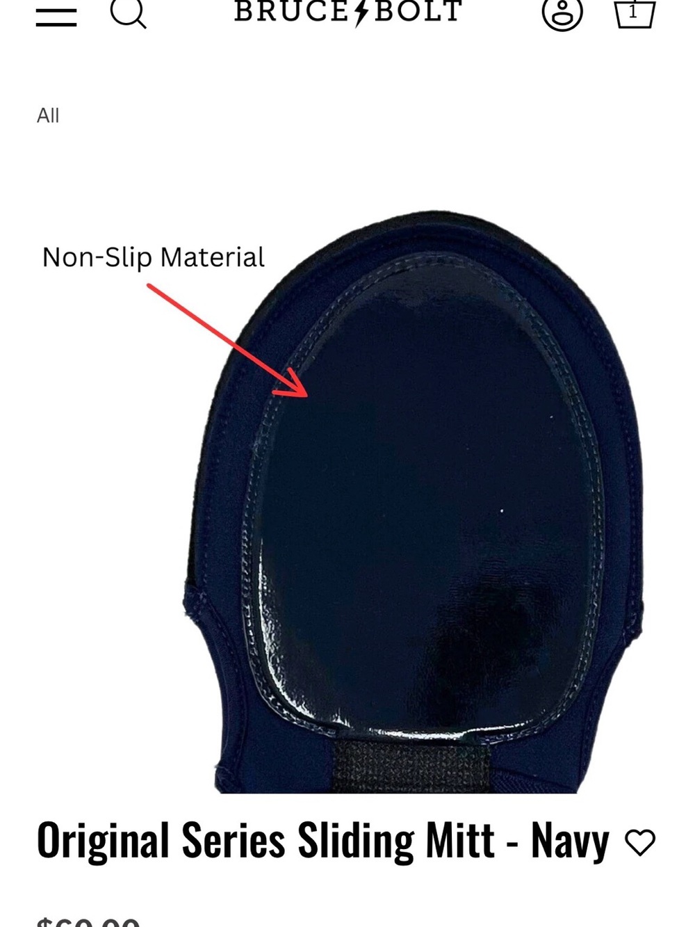 Bruce Bolt NWT Adult Navy Protective sliding mitt - Picture 5 of 9